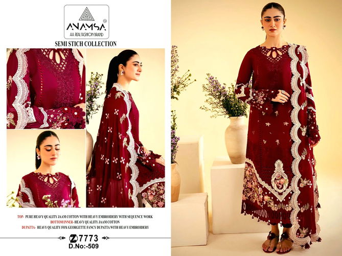 Anamsa 509 Jam Cotton Embroidery Pakistani Suits Wholesale Shop In Surat
